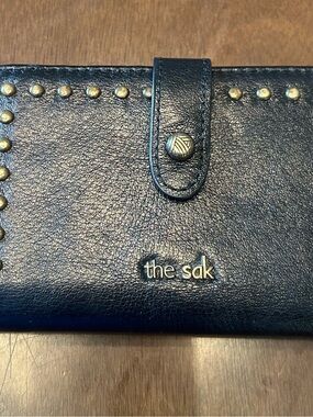 The Sak Black Leather Wallet with Gold Studs - EUC